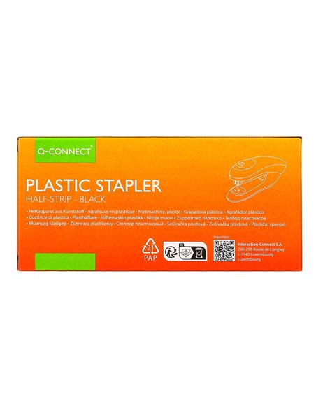 Agrafeuse bureau q-connect kf14204 plastique abs capacite 20 feuilles coloris noir.