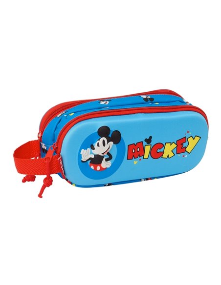 Trousse 3D Mickey Mouse Safta - 2 compartiments - Poignée - 21 x 8 x 6 cm - Rouge et bleu