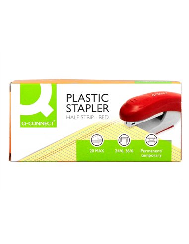 Agrafeuse bureau q-connect kf14206 plastique abs capacite 20 feuilles coloris rouge.