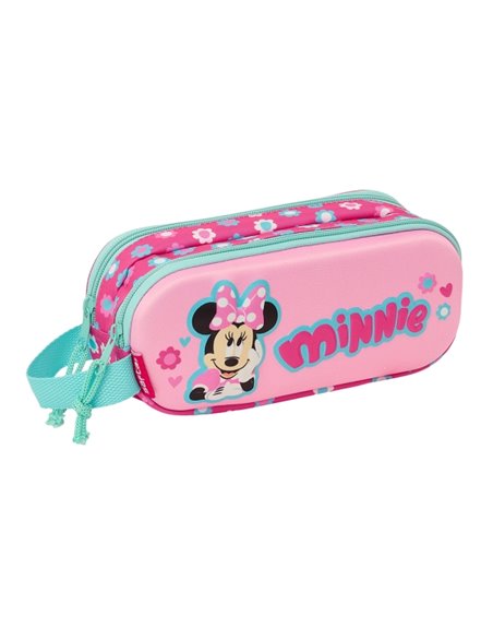 Trousse 3D Minnie Mouse Safta - 2 compartiments - Poignée - 21 x 8 x 6 cm - Rose