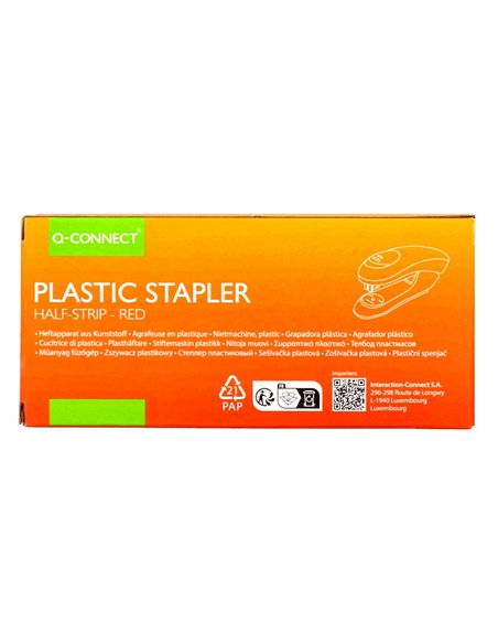 Agrafeuse bureau q-connect kf14206 plastique abs capacite 20 feuilles coloris rouge.