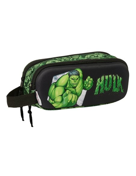 Trousse 3D Safta Hulk - 2 compartiments - Poignée - 21 x 8 x 6 cm - Noir/Vert