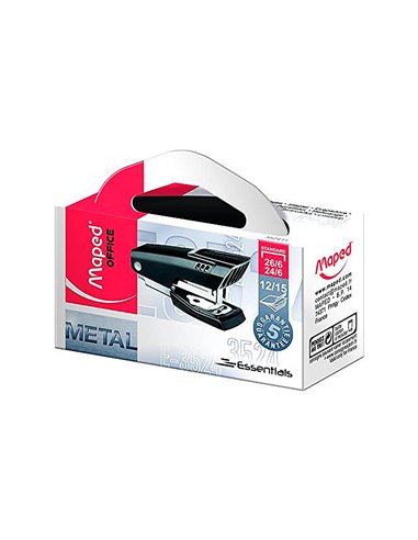 Agrafeuse mini maped essentials métal 65x28x40mm 12 feuilles agrafes 24/6 15 feuilles agrafes 26/6 coloris noir.