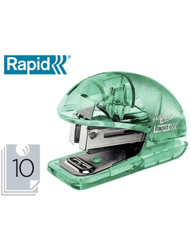 Agrafeuse mini rapid colour'ice 125x93x33mm 10 feuilles agrafes 24/6 coloris vert.