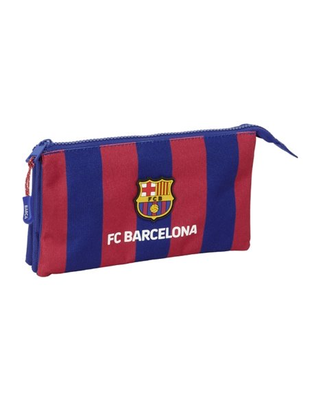 Trousse Safta F.C. Barcelone - 3 compartiments - 22 x 12 x 3 cm - Rouge et bleu