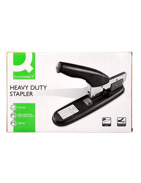 Agrafeuse q-connect grande cap acité économique capacité 150f coloris noir métal.