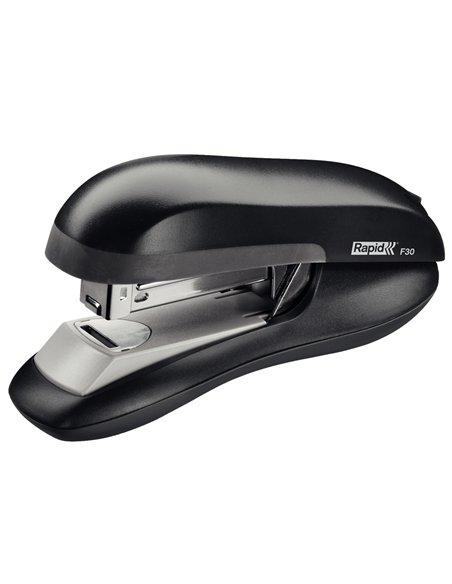 Agrafeuse rapid flatclinch f30 46x79x148mm 30 feuilles agrafes 24/6 et 26/6 coloris noir.