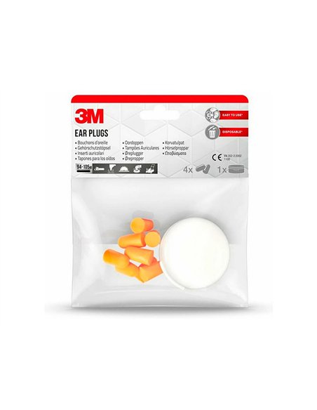 Bouchons d'oreille 3m anti-bruit 37 db kit 4 paires coloris orange.