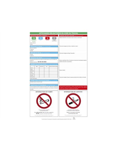 Panneau affichage exacompta obligatoire code du travail 40x60cm.