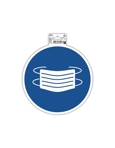 Panneau adhesif exacompta pvc antiderapant masque obligatoire 20cm coloris bleu.