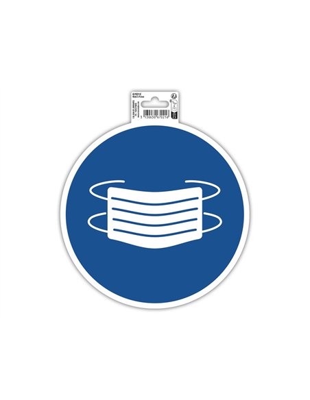 Panneau adhesif exacompta pvc antiderapant masque obligatoire 20cm coloris bleu.