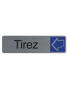 Plaque adhesive exacompta tirez imitation aluminium 16,5x4,4cm.