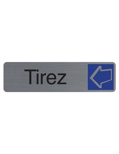 Plaque adhesive exacompta tirez imitation aluminium 16,5x4,4cm.