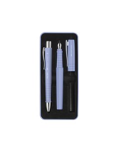 Stylo bille et stylo plume Faber-Castell Poly Pen avec pointe B - Clip en métal - Bleu clair