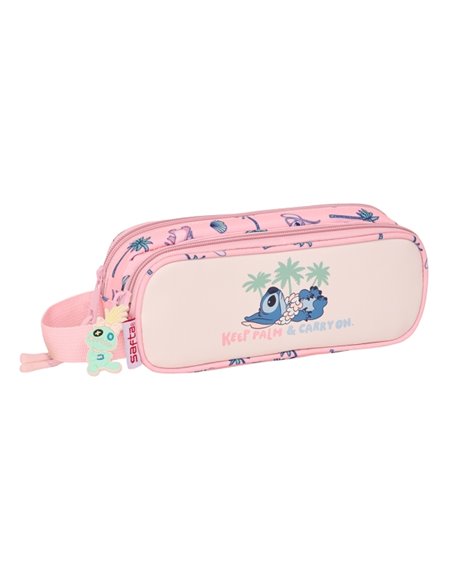 Trousse Safta Stitch Beach - 2 compartiments - Poignée - 21 x 8 x 6 cm - Rose