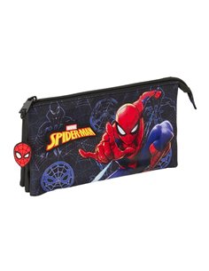 Trousse Safta Spider-Man Attack - 3 compartiments - 22 x 12 x 3 cm - Noir