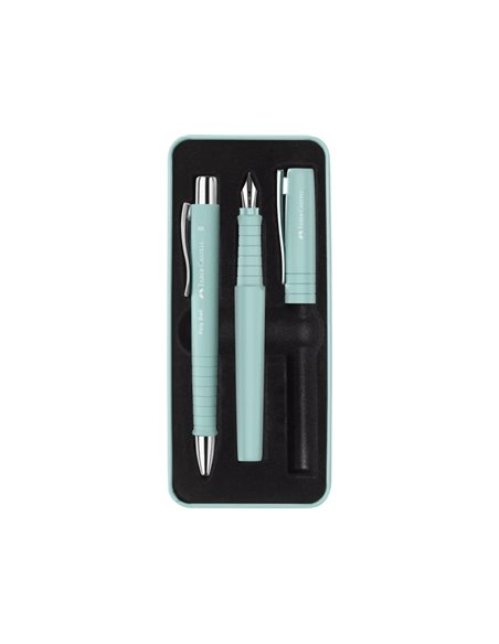 Stylo bille et stylo plume Faber-Castell Poly Pen avec pointe B - Clip en métal - Vert clair