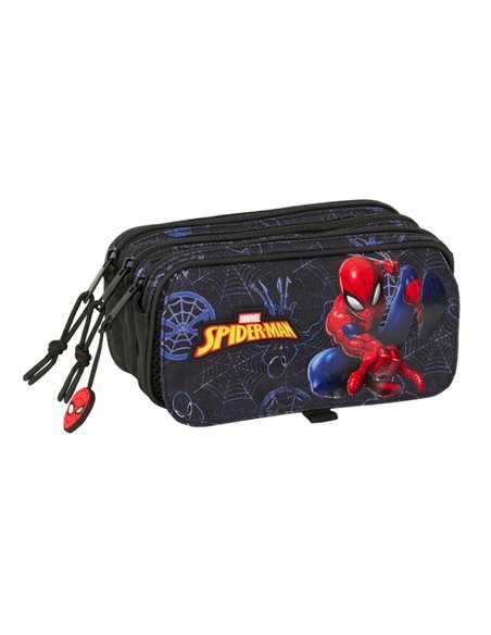 Trousse Safta Spider-Man Attack - 3 compartiments - 21,5 x 10 x 8 cm - Noir