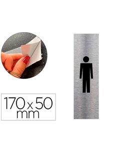 Plaque de porte toilettes homme signaletique biz pictogramme vertical aluminium brosse autocollant.