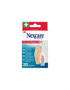Pansement nexcare premiers soins mixtes assortiment boite 20 unites 6282945.