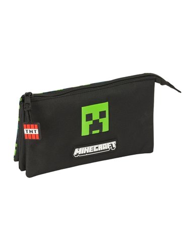 Trousse à crayons Safta Minecraft TNT - 3 compartiments - 22 x 12 x 3 cm - Noir