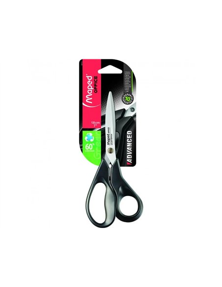 Ciseaux bureau advanced green maped lames acier 17 cm.
