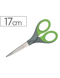 Ciseaux bureau q-connect acier inoxydable 170mm anneaux caoutchouc coloris assortis blister.