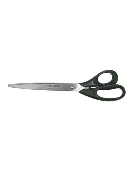 Ciseaux bureau q-connect économique droitier lames inox 250mm branches gainées abs bouts pointus coloris noir.