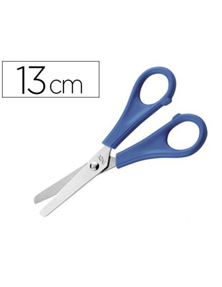 Ciseaux écolier économique bouts ronds lames graduées inox droitiers 13cm.
