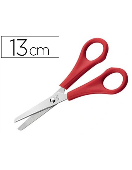 Ciseaux écolier économique bouts ronds lames graduées inox gauchers 13cm.