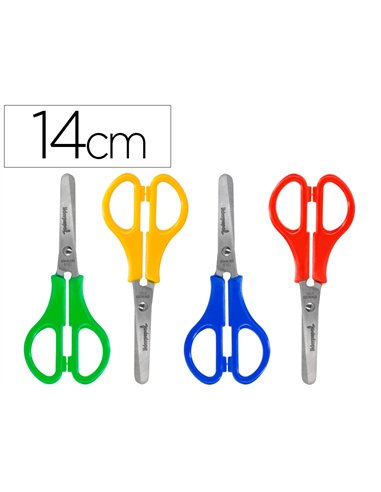 Ciseaux liderpapel 5/8 ans économique lames acier inoxydable pointe arrondie anti-coupe 140mm pochette.