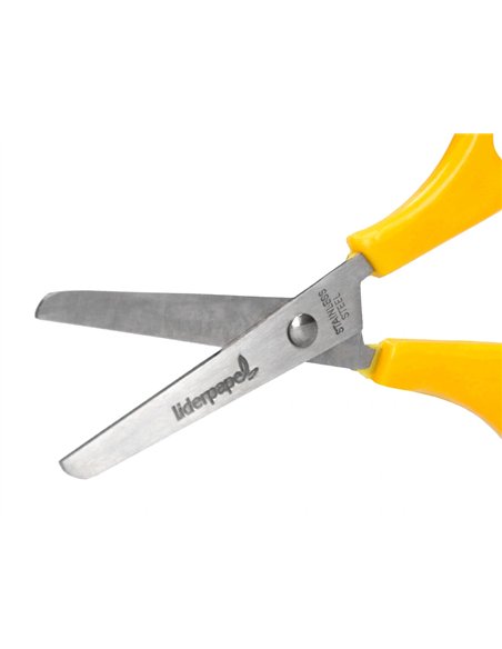 Ciseaux liderpapel 5/8 ans économique lames acier inoxydable pointe arrondie anti-coupe 140mm pochette.