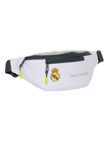 Sac banane Safta Real Madrid 1er Kit 24/25 - 2 compartiments - Réglable - 23 x 12 x 9 cm - Blanc/Noir