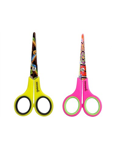 Ciseaux liderpapel décor 5/8 ans lames acier inoxydable décorées pointe arrondie anti-coupe 140mm.