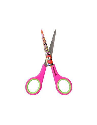 Ciseaux liderpapel décor 5/8 ans lames acier inoxydable décorées pointe arrondie anti-coupe 140mm.