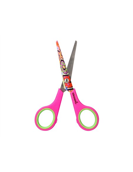 Ciseaux liderpapel décor 5/8 ans lames acier inoxydable décorées pointe arrondie anti-coupe 140mm.