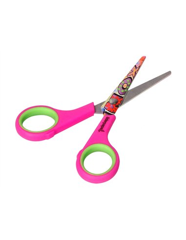 Ciseaux liderpapel décor 5/8 ans lames acier inoxydable décorées pointe arrondie anti-coupe 140mm.