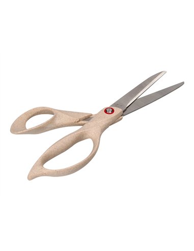 Ciseaux liderpapel en acier inoxydable anneaux en matiere naturelle eco 8" 21.5 cm en blister.