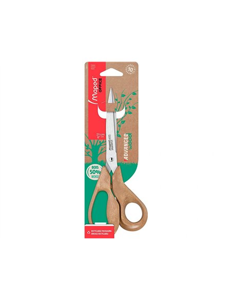 Ciseaux maped advanced wood anneaux ergonomiques lames acier anneaux en bois 21 cm.