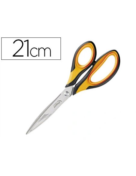 Ciseaux maped ultimate lames acier inoxydable embossées 210mm anneaux double-soft ambidextre blister tryme jaune/noir.