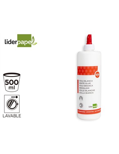 Colle blanche liderpapel lavable tube 500ml.