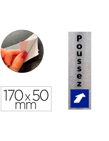 Plaque de porte poussez signaletique biz avec pictogramme sens ouverture aluminium double face.