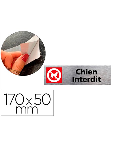 Plaque de porte chien interdit signaletique biz pictogramme en aluminium brosse double face.