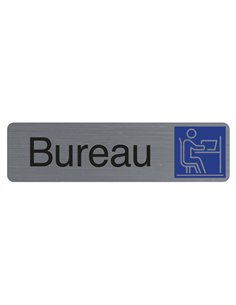 Plaque adhesive exacompta bureau imitation aluminium 16,5x4,4cm.