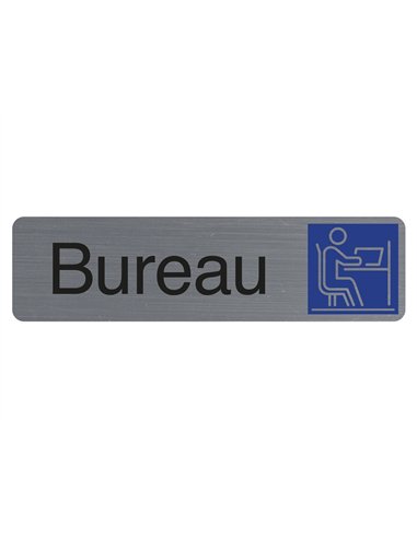 Plaque adhesive exacompta bureau imitation aluminium 16,5x4,4cm.