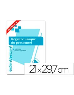 Registre unique du personnel (salari s et stagiaires) - format : 21 x 29,7 cm - 76 pages + 4 de couverture.