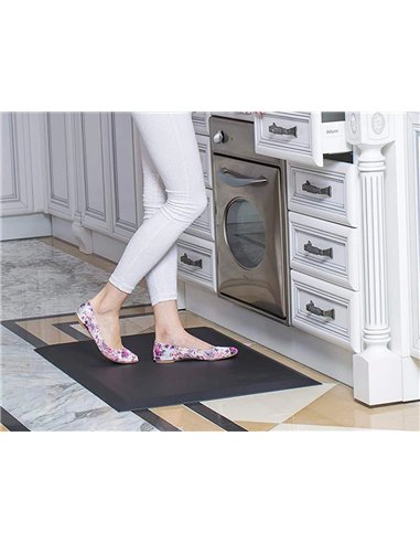 Tapis antifatigue maty flex lutte contre les douleurs au dos et aux pieds maison bureau usine 51x99cm noir.