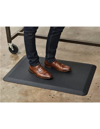 Tapis antifatigue maty flex lutte contre les douleurs au dos et aux pieds maison bureau usine 51x99cm noir.