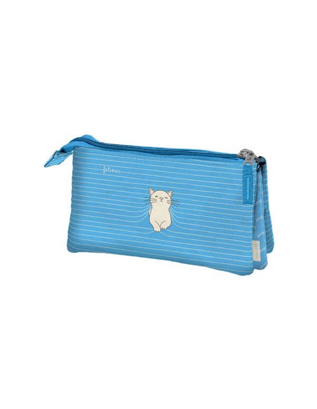 Trousse triple Dohe Santoro Felines - 3 compartiments - Fermetures éclair