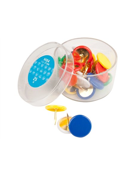 Punaise plastifiée coloris assortis boîte 25 unités.